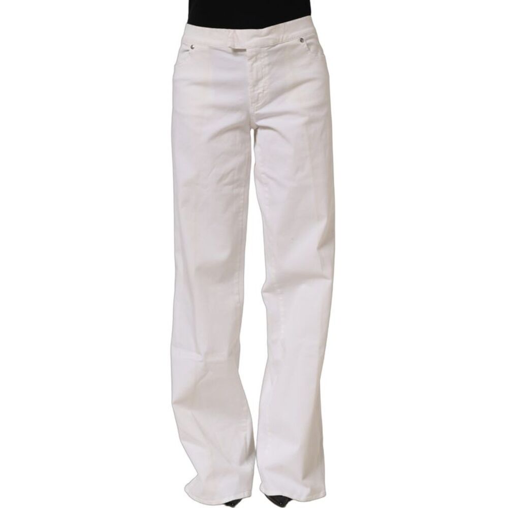 Just Cavalli White High Waist Wide Leg Denim Trouser Women's Jeans